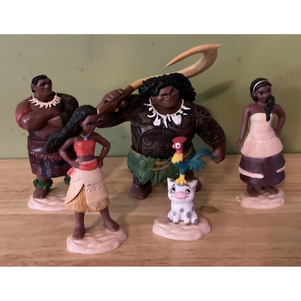 Lot of 5 2017 Disney Moana Family  Island Figures,‎ 2.5-4.5", Disney Jakks